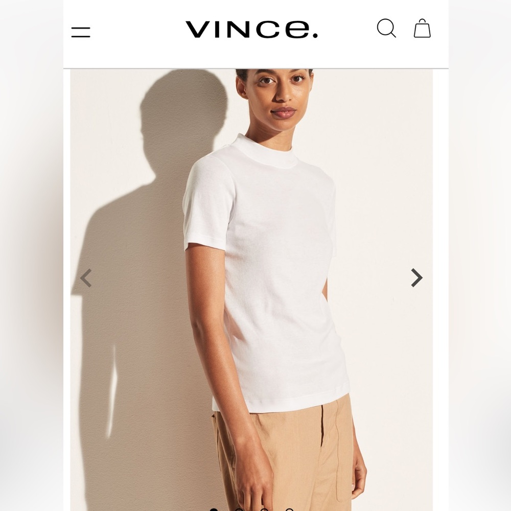 Vince Soft Mock Neck TShirt 100% Pima Cotton. White. XS Size. Great Condition.